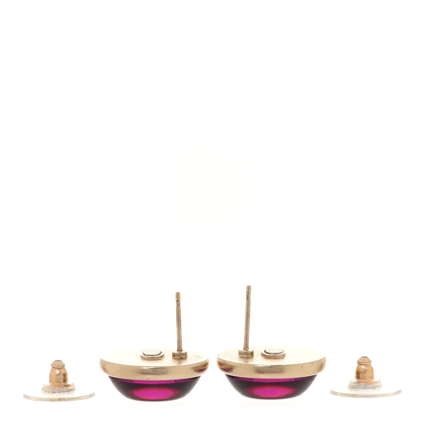 Gripoix CC Stud Earrings Red Gold