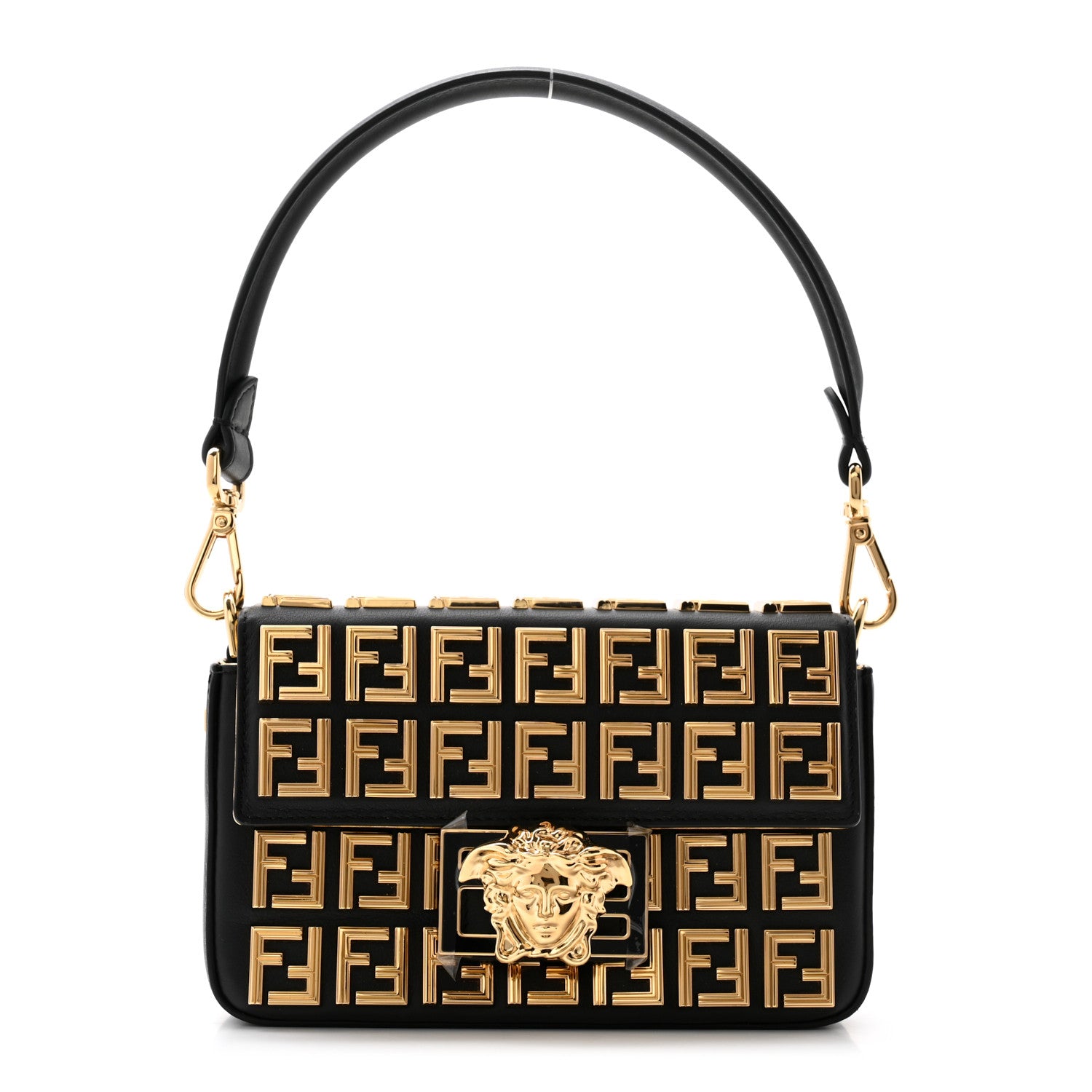 Fendi X VERSACE Calfskin Fendace FF Baguette Black 1 of 11