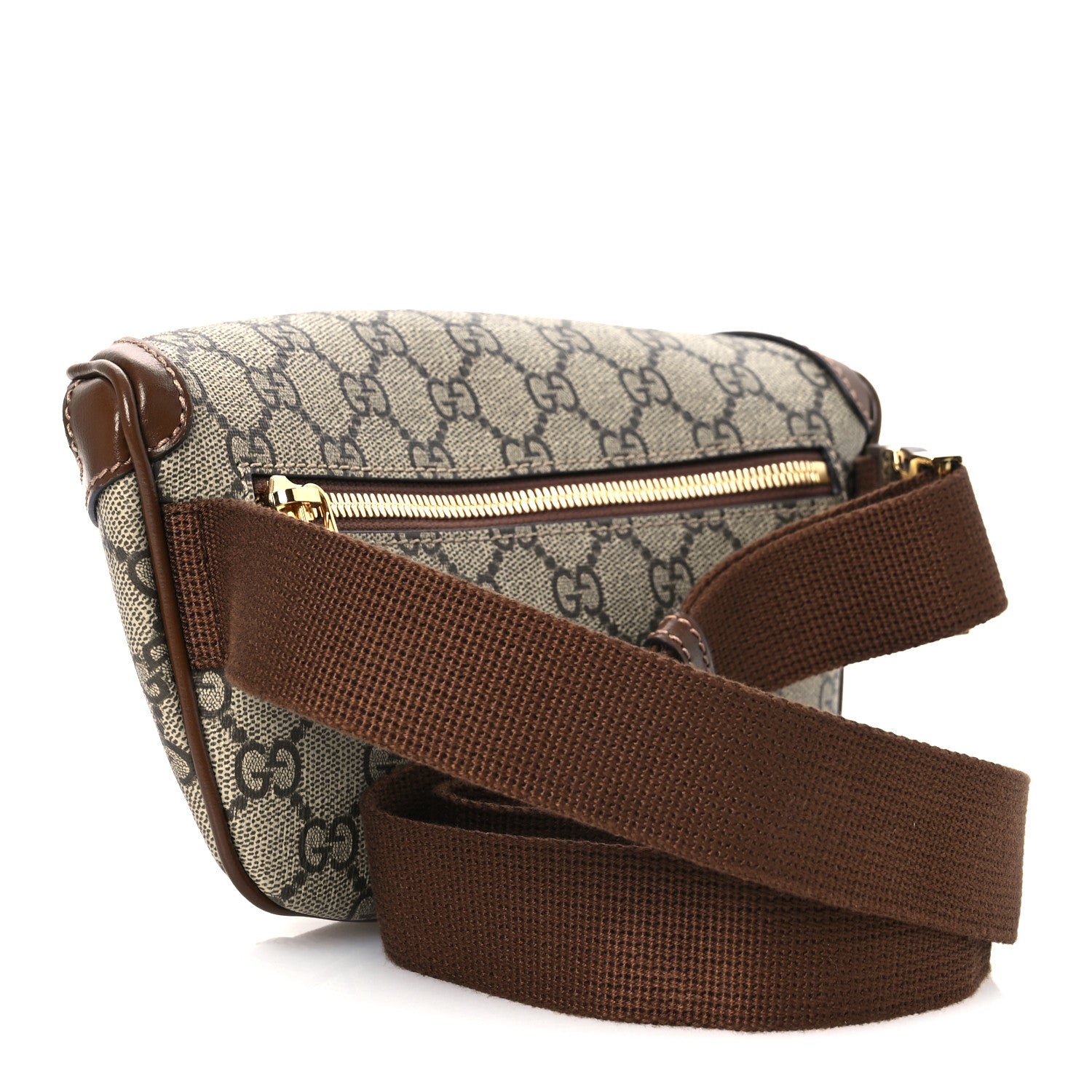 Gucci GG Supreme Monogram Textured Calfskin Retro Interlocking G Belt Bag Beige Ebony Brown Sugar 3 of 10