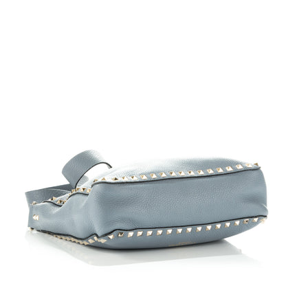 Valentino Garavani Pebbled Calfskin Small Rockstud Flip-Lock Messenger Bag Grey 4 of 8