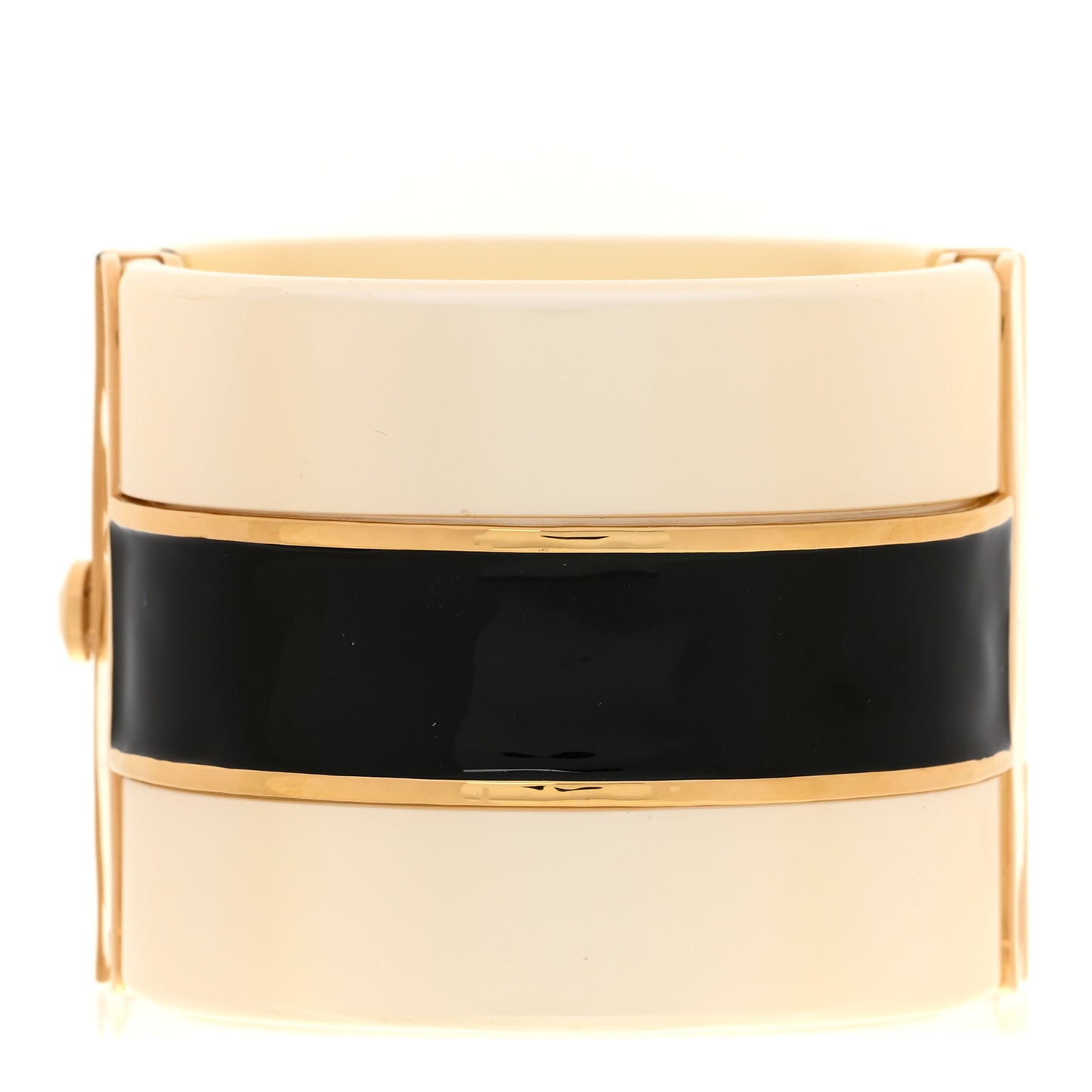 Resin Enamel CC Cuff Bracelet White Black Gold