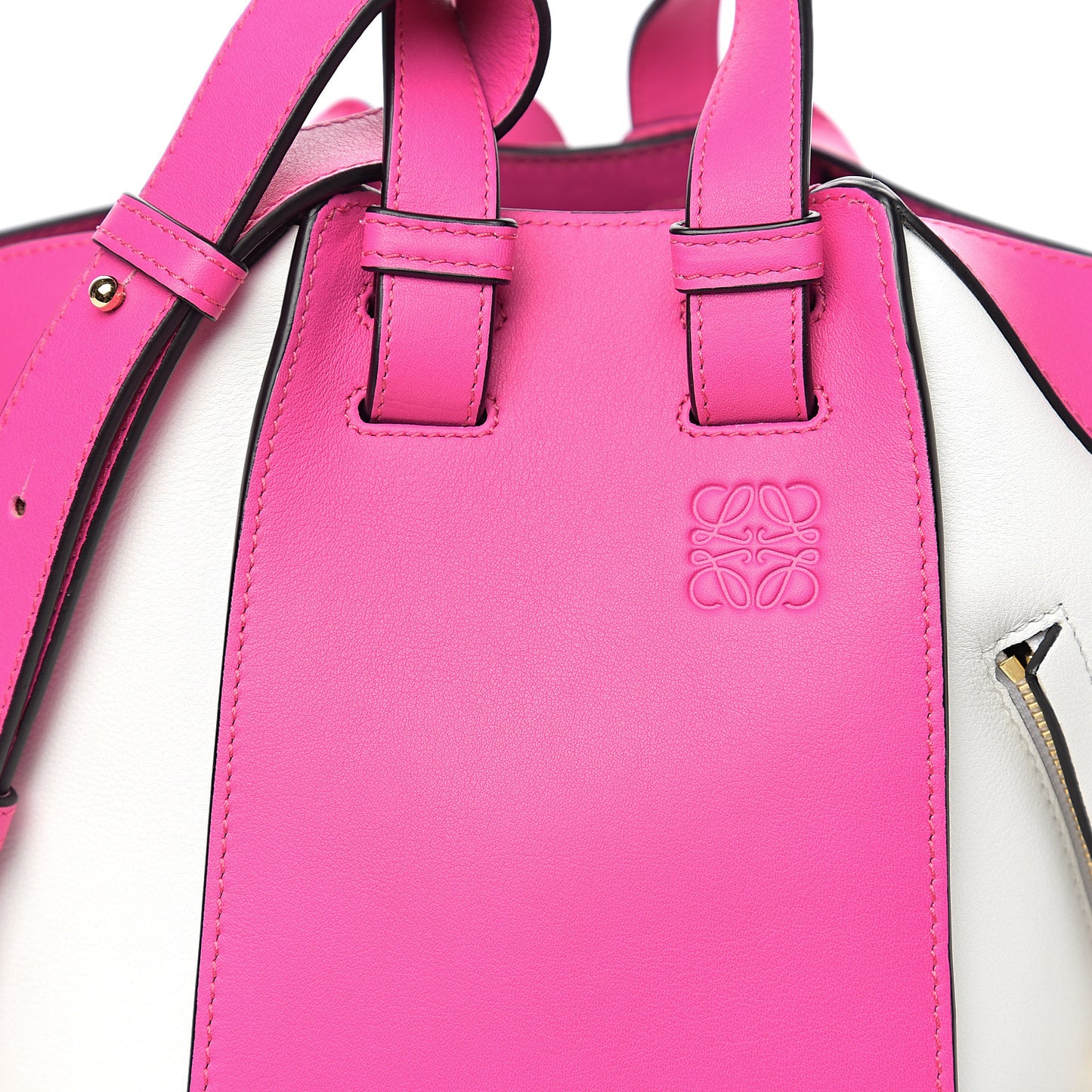 Calfskin Small Hammock Shoulder Bag Shocking Pink White