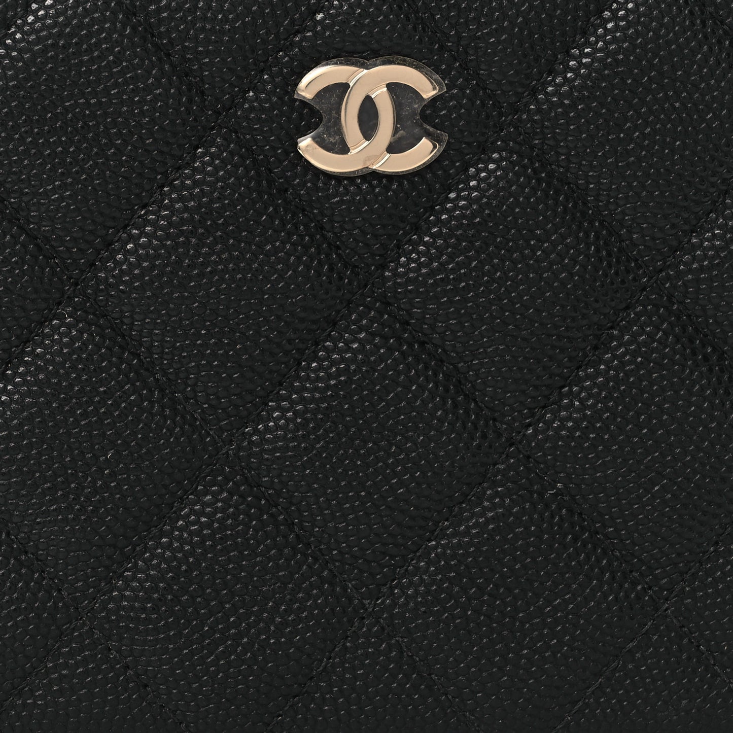 Caviar Quilted Small Curvy Pouch Cosmetic Case Black