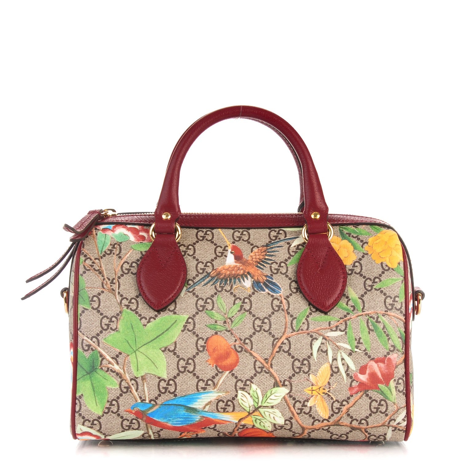 Gucci GG Supreme Monogram Tian Small Boston Beige Multicolor Red 1 of 7