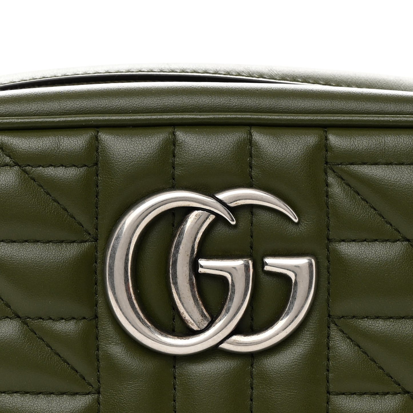 Calfskin Matelasse Aria Small GG Marmont Chain Shoulder Bag Military Wood