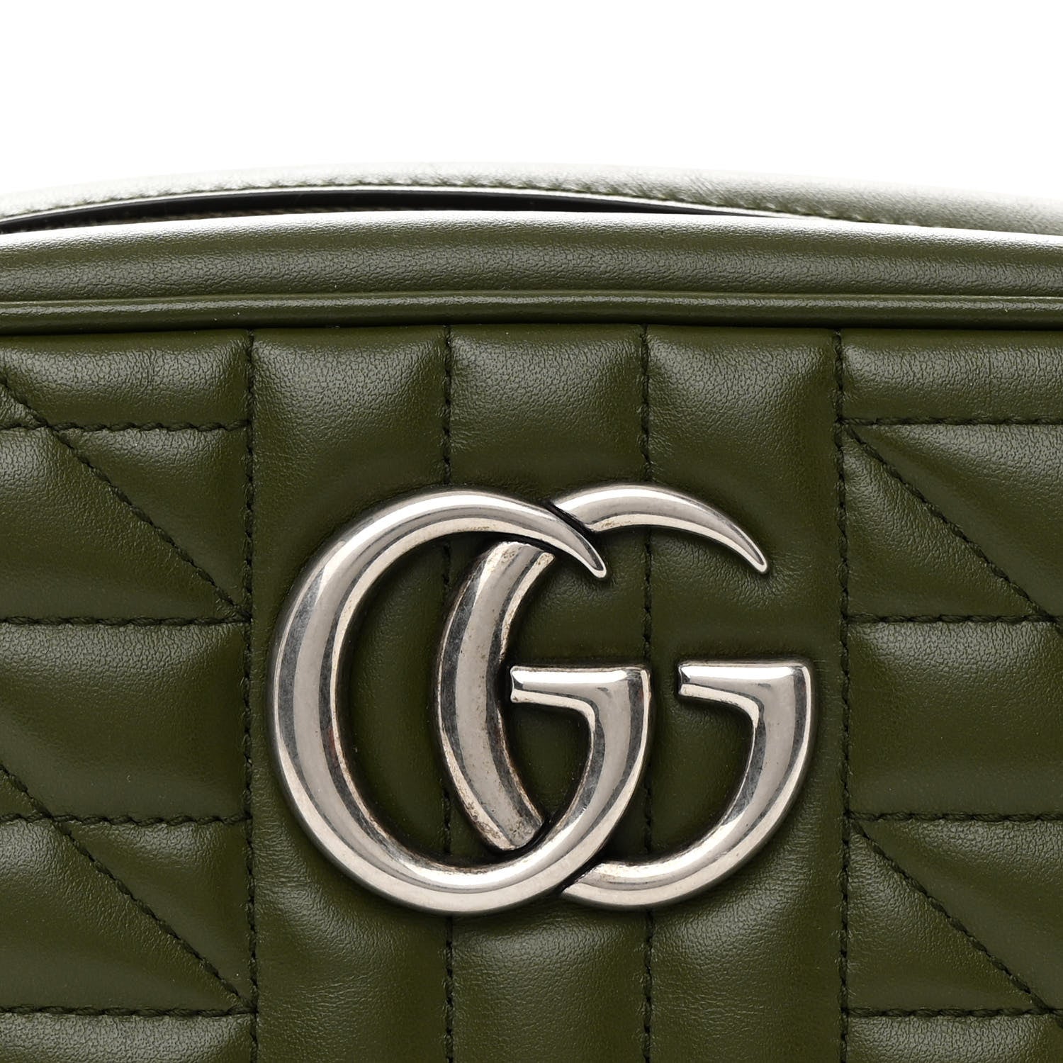 Gucci Calfskin Matelasse Aria Small GG Marmont Chain Shoulder Bag Military Wood 8 of 10