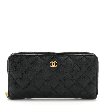 Chanel Caviar Quilted Large Gusset Zip Around Wallet Black 1 of 14