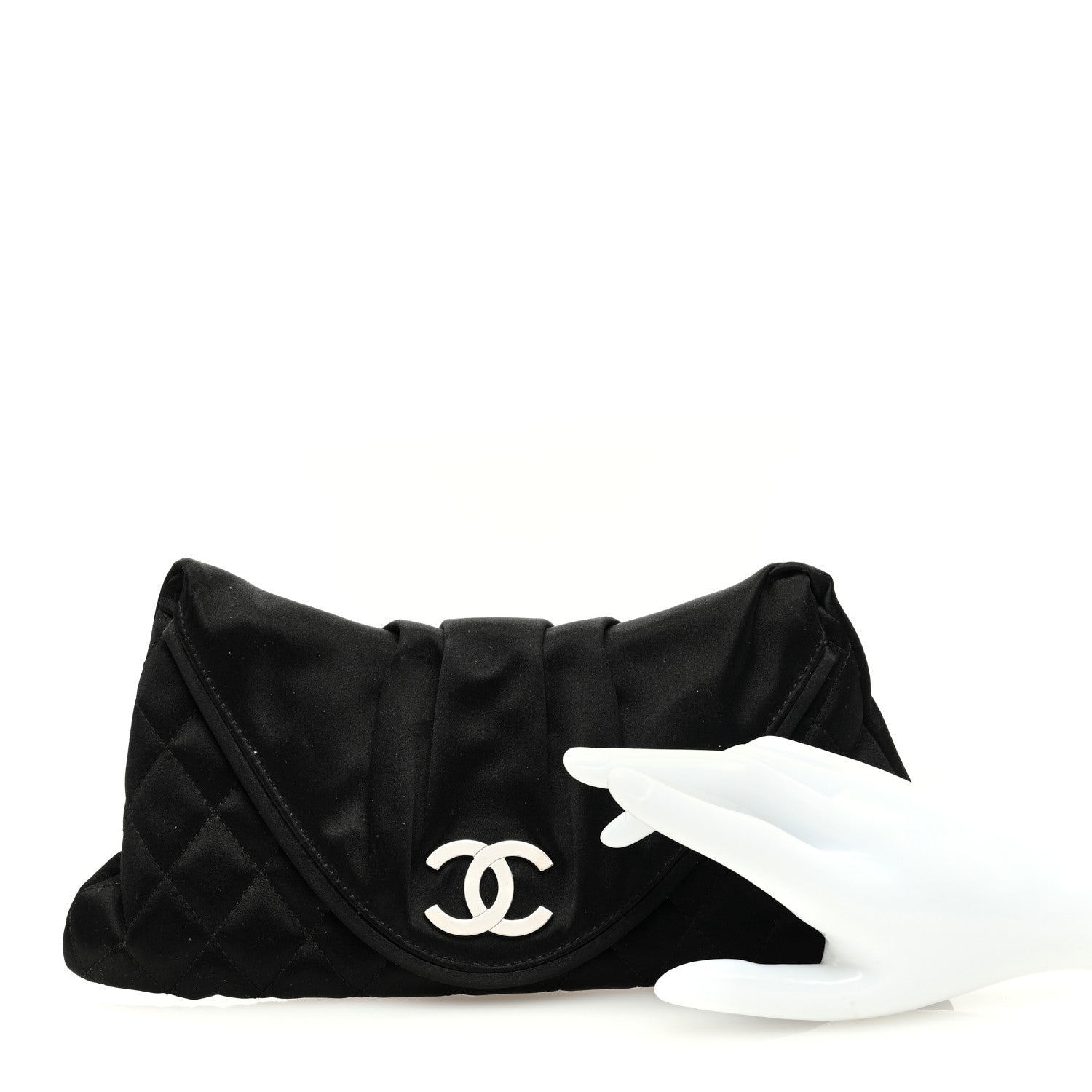 Chanel Satin Quilted Flap Clutch Clutch Black 2 of 10