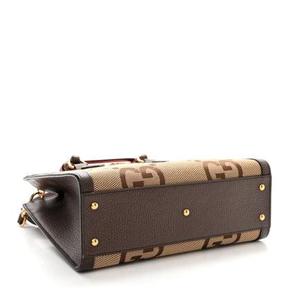 Gucci Monogram Jumbo GG Textured Dollar Calfskin Small Diana Tote Bag Camel Ebony New Acero Pomegranate Red 4 of 12