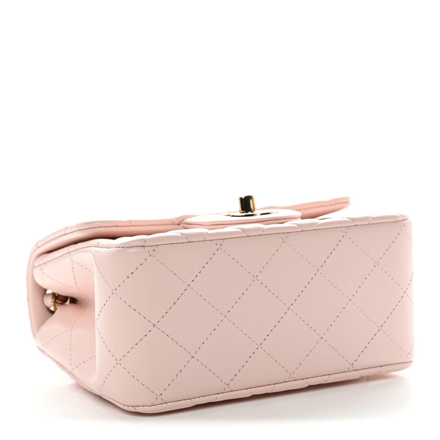 Lambskin Quilted Mini Square Flap Light Pink