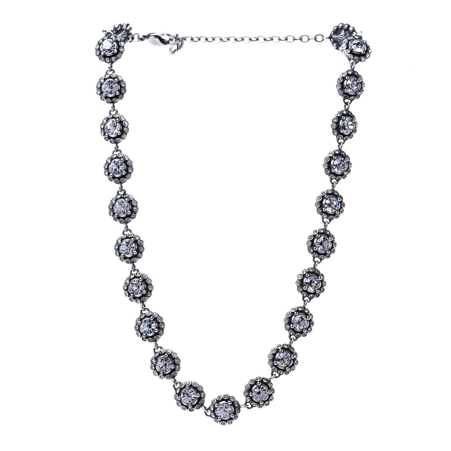 Christian Dior Crystal Flower Necklace Silver Blue 2 of 4