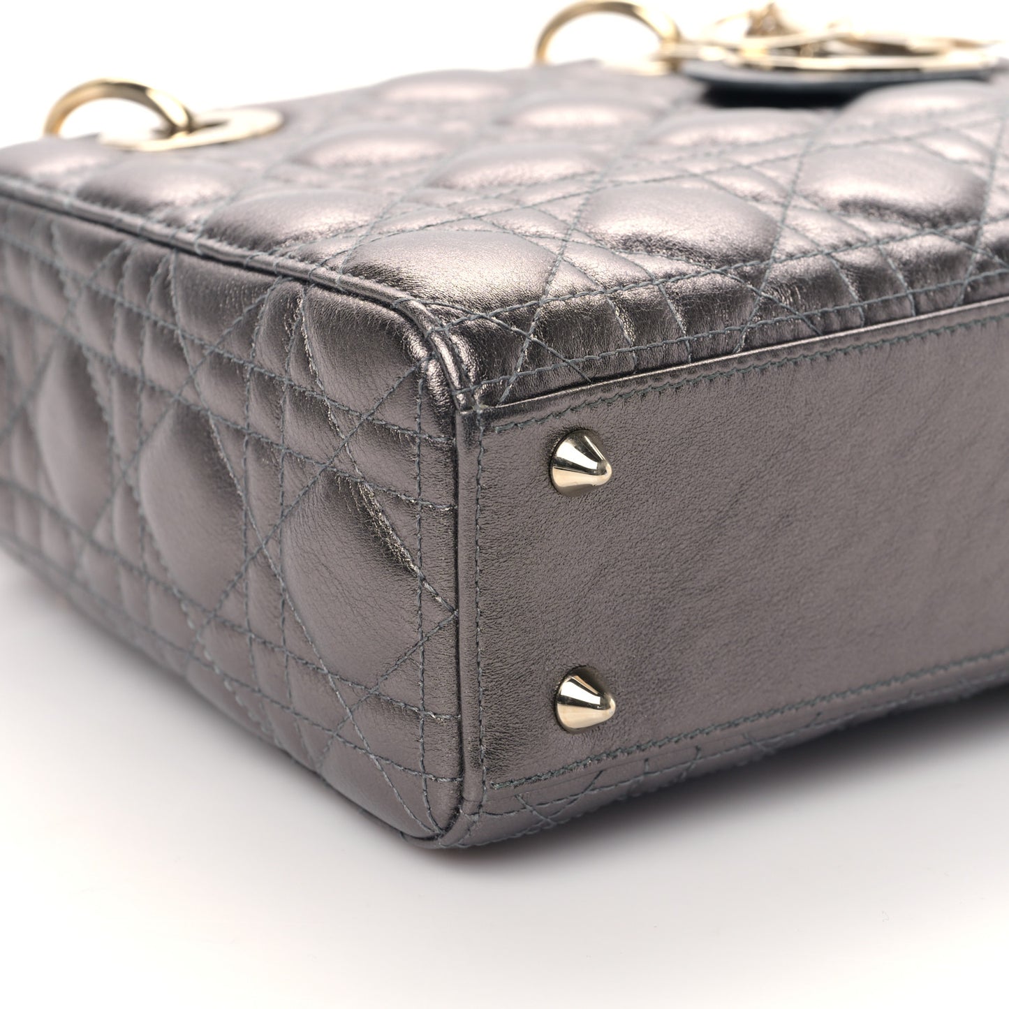 Metallic Grained Calfskin Cannage My ABCDior Lady Dior Gunmetal