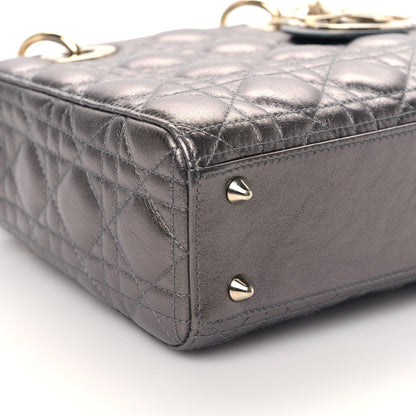 Christian Dior Metallic Grained Calfskin Cannage My ABCDior Lady Dior Gunmetal 7 of 8