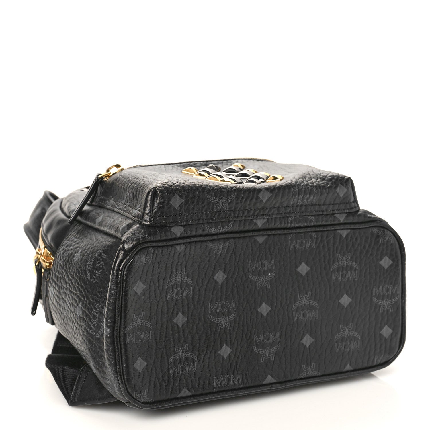 MCM Visetos Studded Colorblock Small Stark Brock Backpack Black 4 of 9