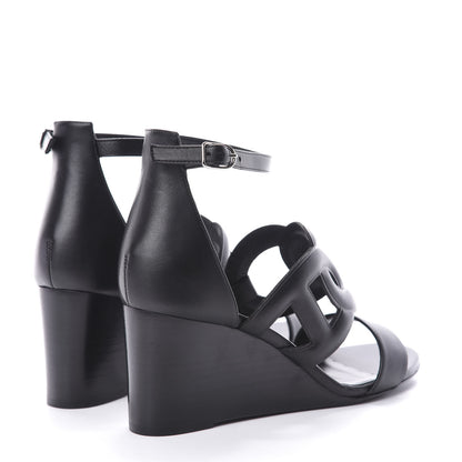 Hermes Nappa Brisbane Wedge Sandals 36 Black 4 of 10