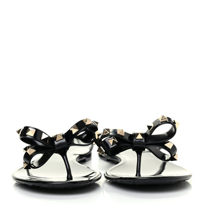 Valentino Garavani PVC Jelly Rockstud Bow Thong Sandals 40 Black 2 of 12