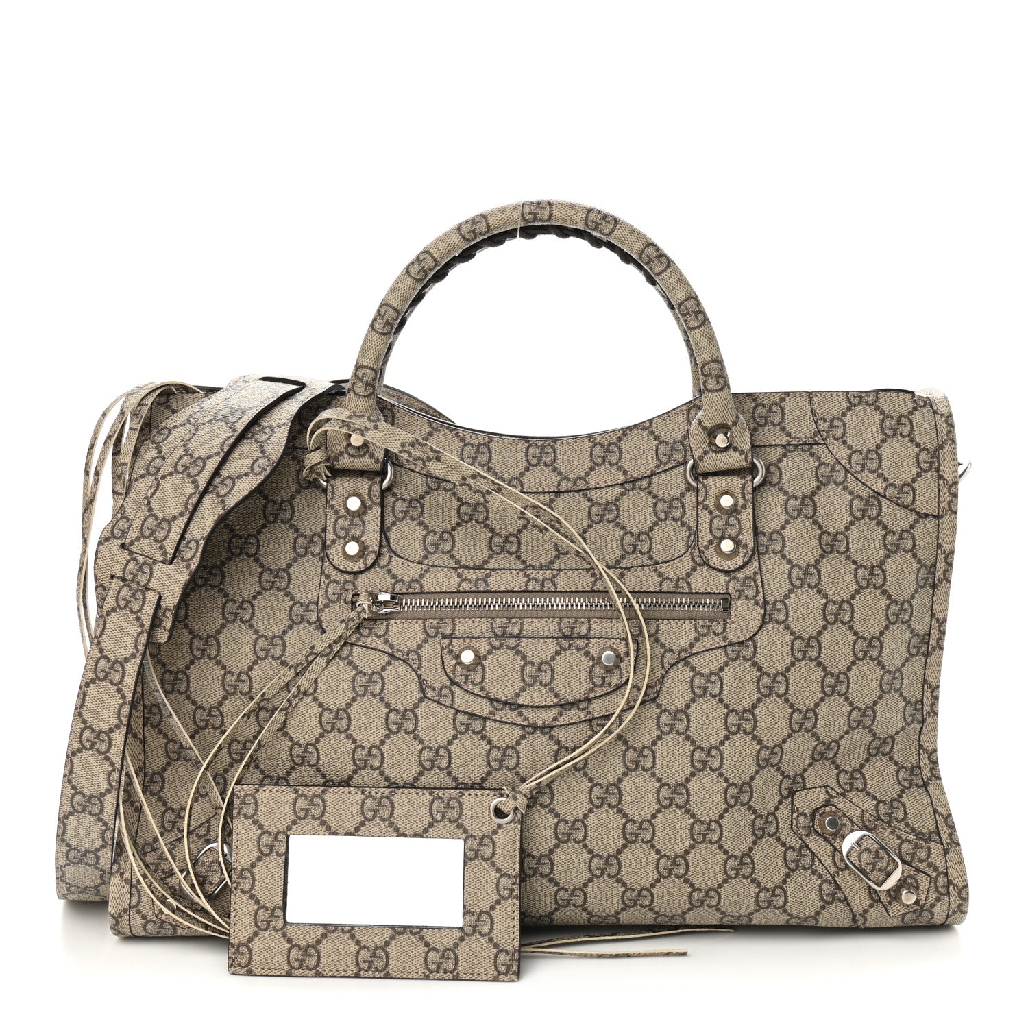 Balenciaga X GUCCI GG Supreme Monogram Neo Classic Silver Hardware City Beige Ebony 1 of 9