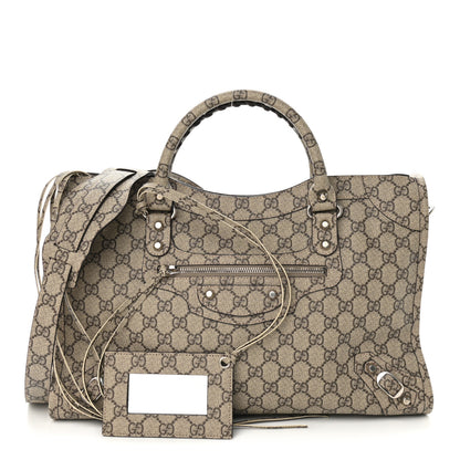 Balenciaga X GUCCI GG Supreme Monogram Neo Classic Silver Hardware City Beige Ebony 1 of 9