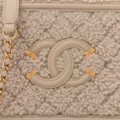 Chanel Shearling Lambskin Quilted Small CC Filigree Vanity Case Beige 8 of 10