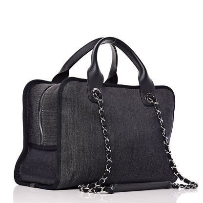 Chanel Denim Deauville Bowling Bag Dark Blue 3 of 12