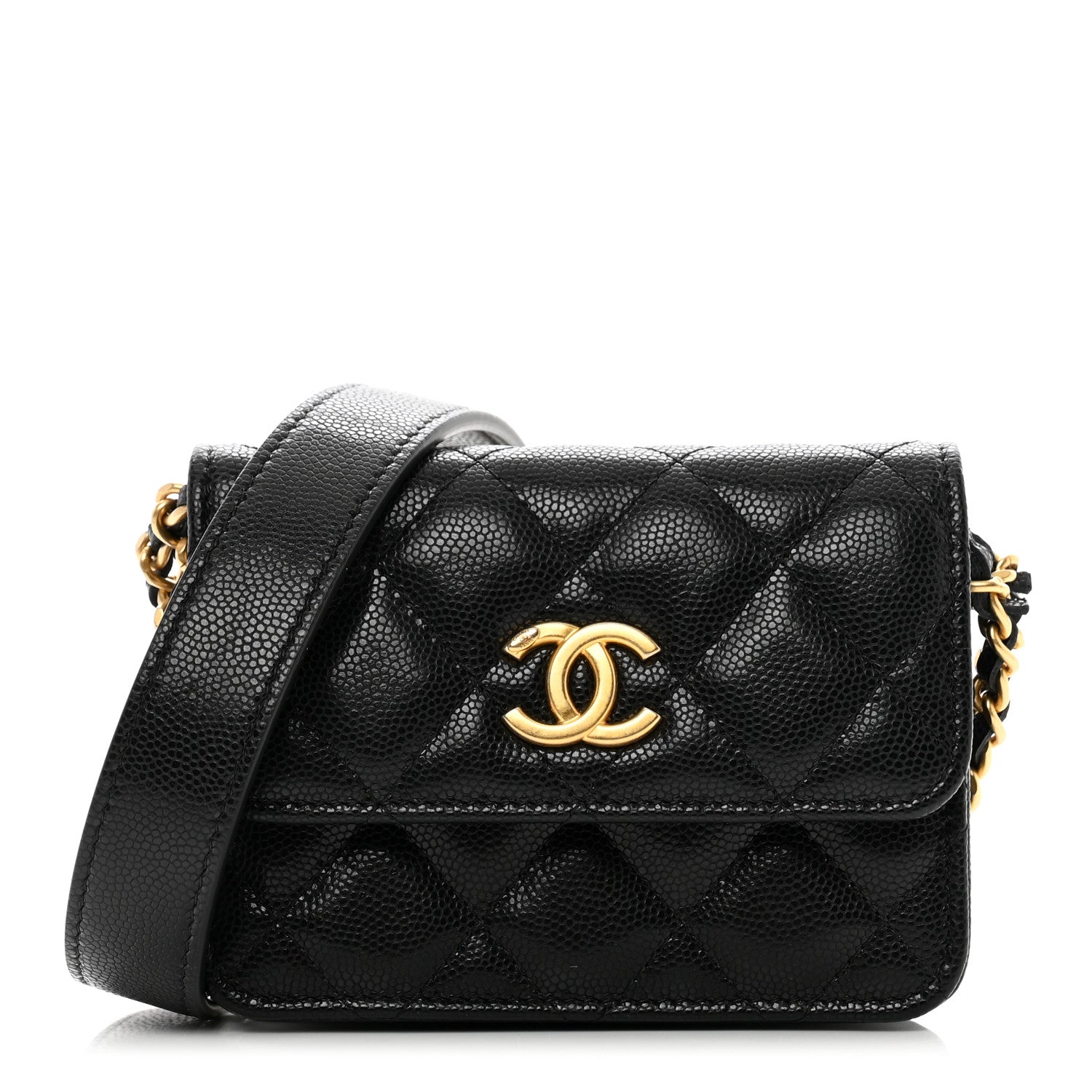 Chanel Caviar Quilted Twist Your Buttons Coin Purse With Chain Black 1 of 10