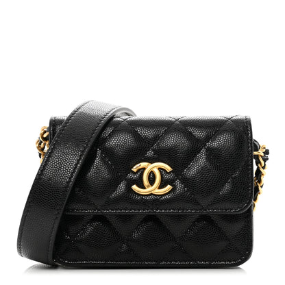 Chanel Caviar Quilted Twist Your Buttons Coin Purse With Chain Black 1 of 10