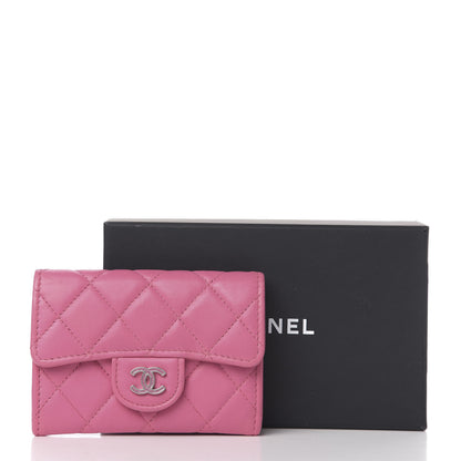 Chanel Lambskin Quilted Flap Card Holder Pink 9 of 9
