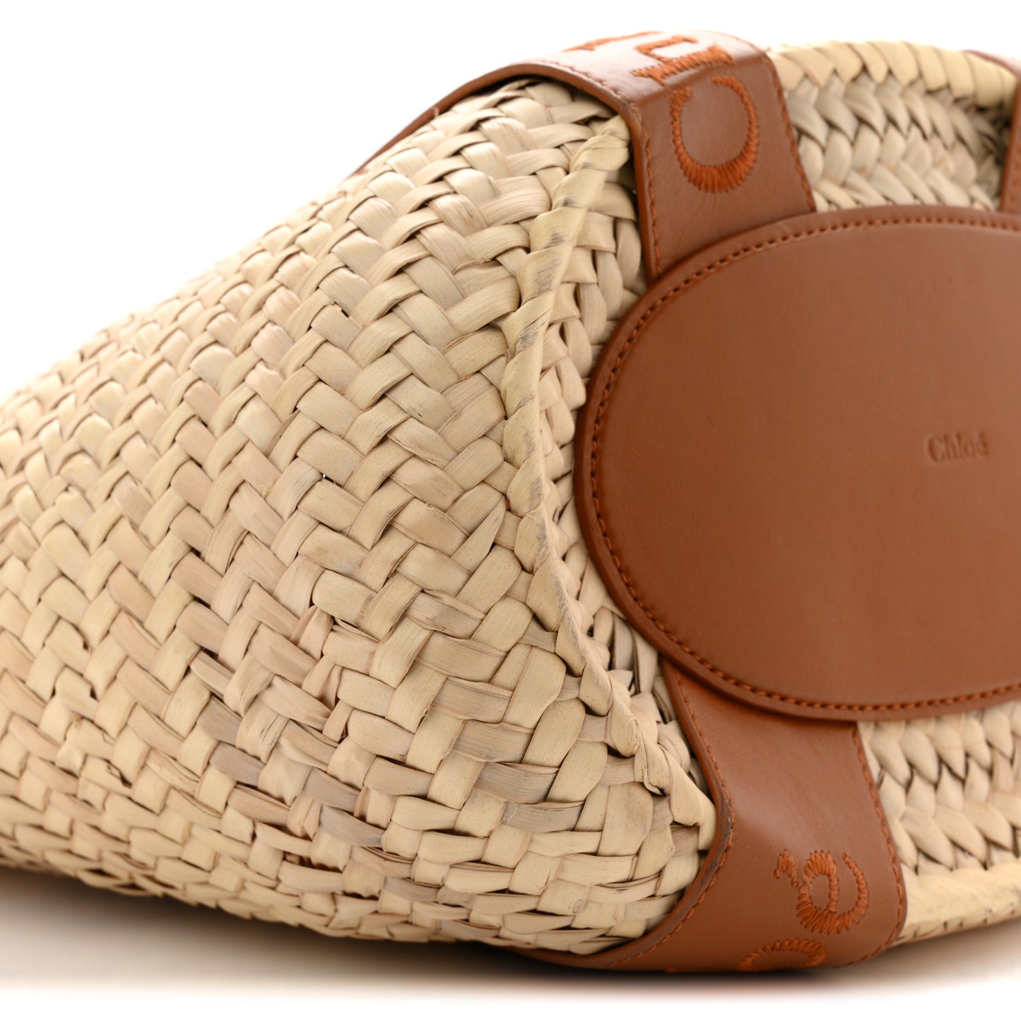 Raffia Smooth Calfskin Medium Sense Basket Caramel