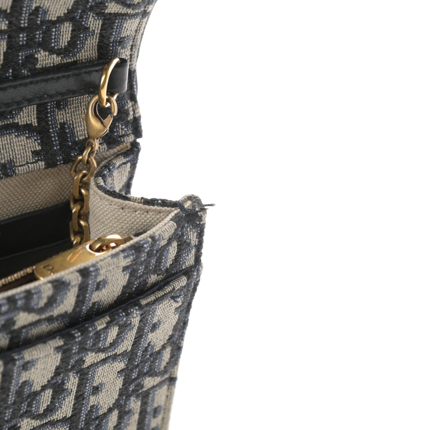 Christian Dior Oblique Saddle Chain Pouch Blue 11 of 11