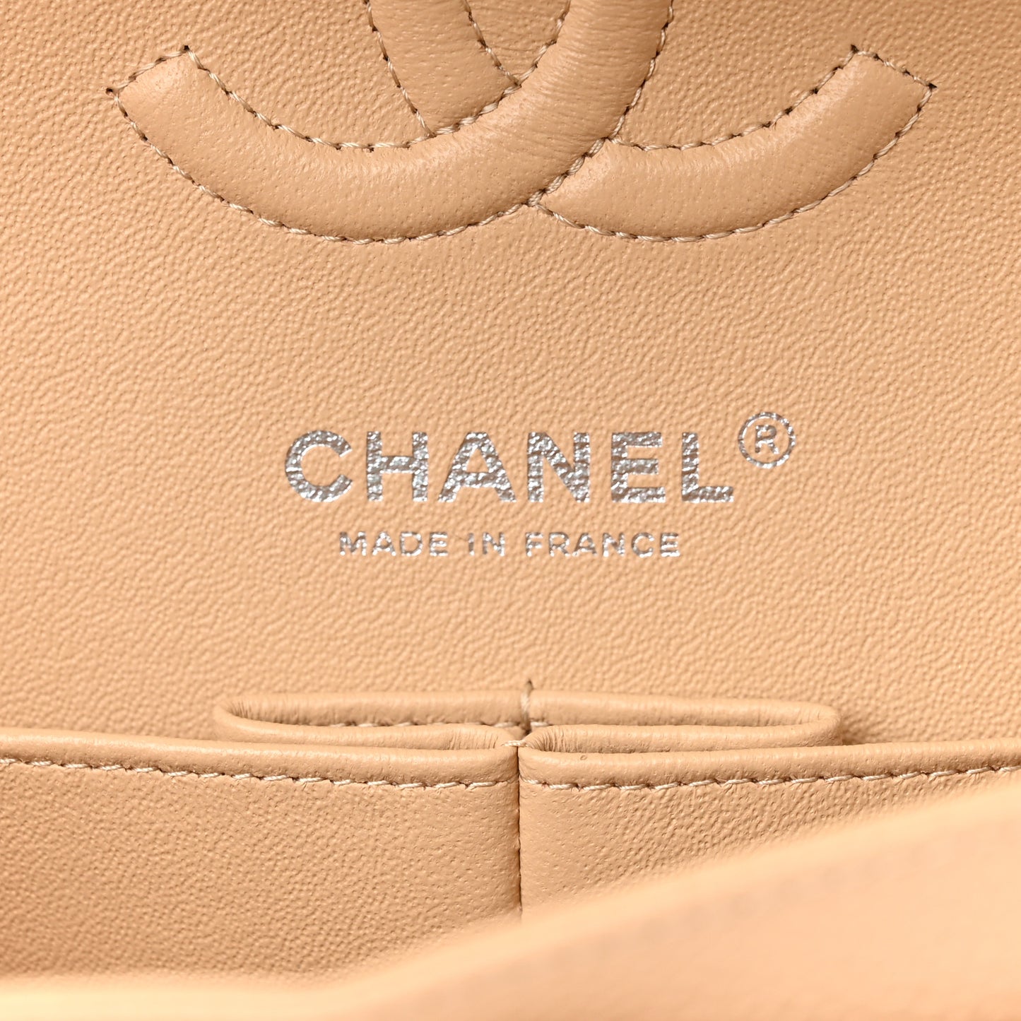 Caviar Quilted Small Double Flap Beige