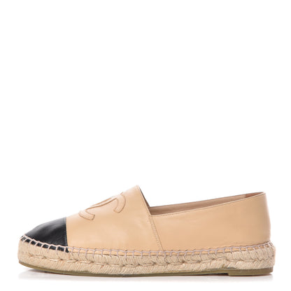 Chanel Lambskin CC Espadrilles 40 Beige Black 1 of 15