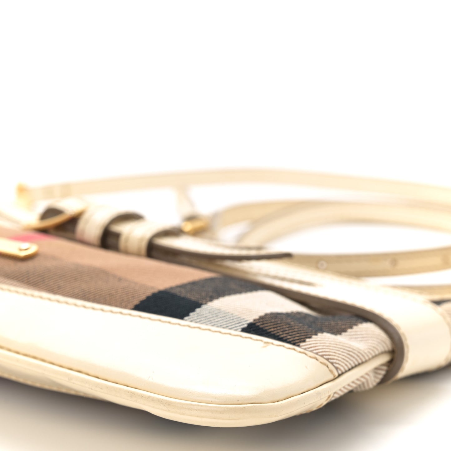 House Check Bridle Calfskin Peyton Crossbody White