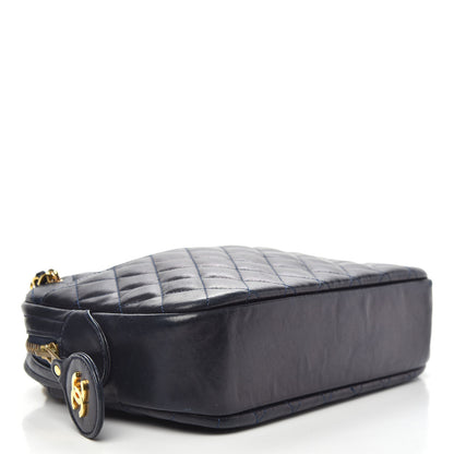Chanel Lambskin Quilted Camera Case Navy Blue 4 of 13