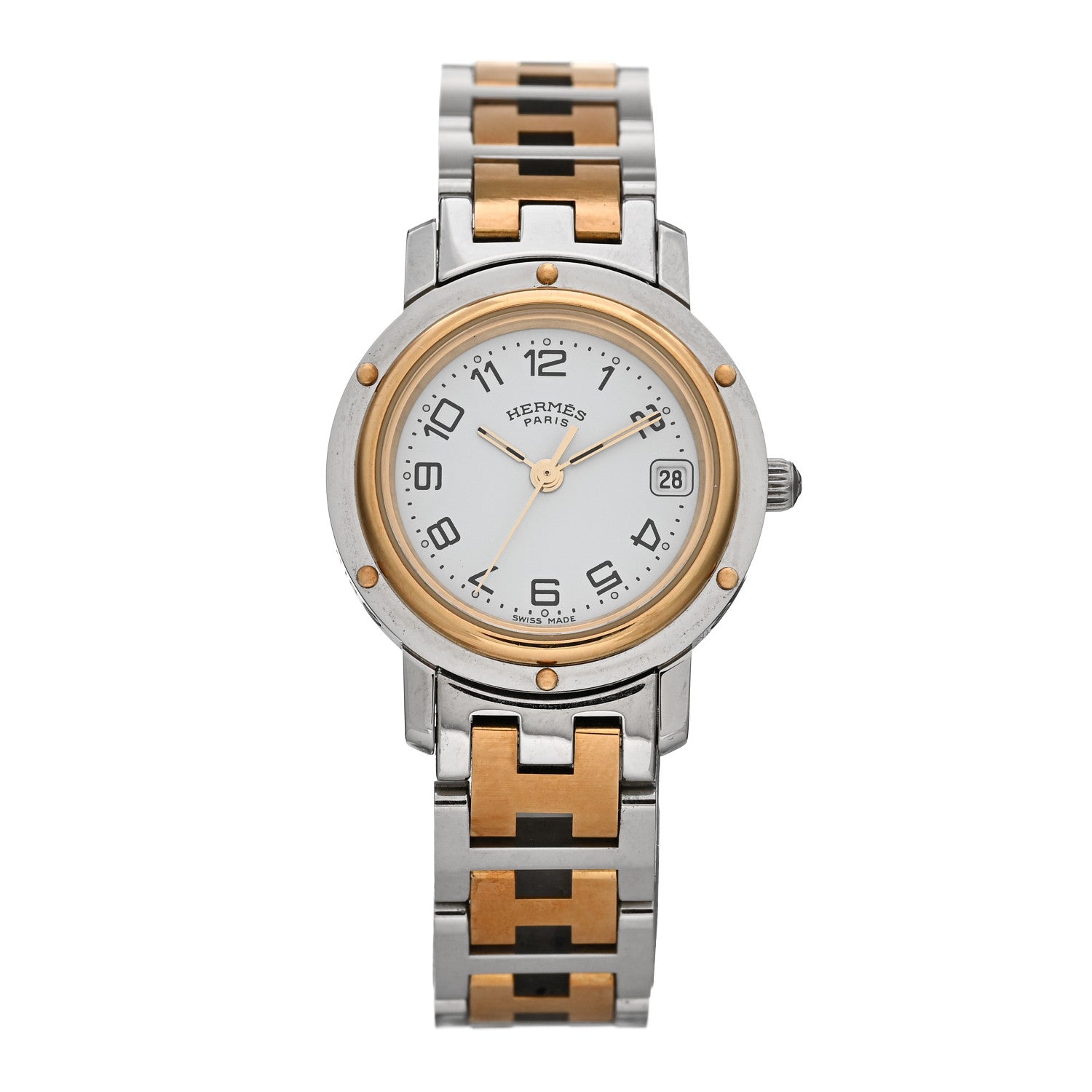 Hermes Stainless Steel 24mm Clipper Quartz Watch Gold 1 of 5