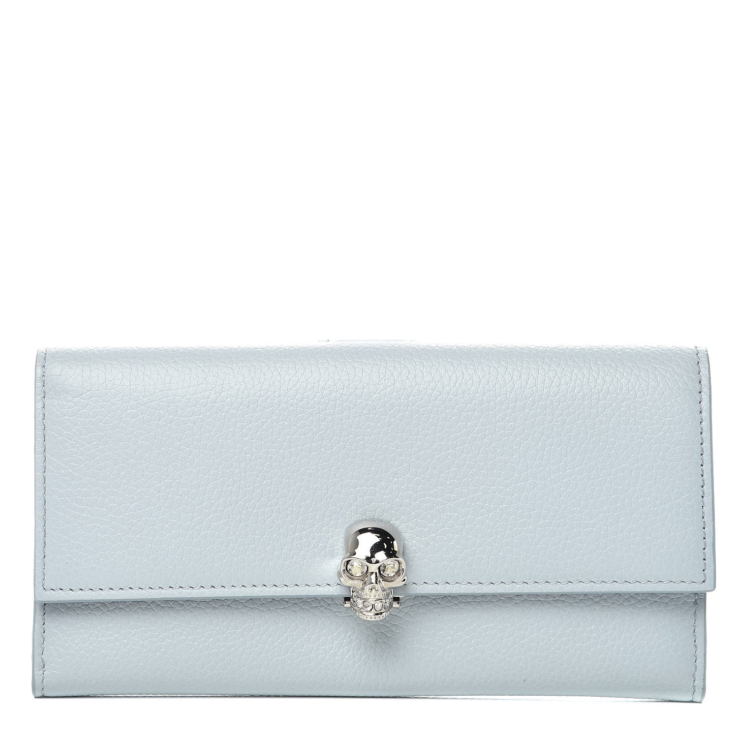 Alexander McQueen Calfskin Skull Continental Wallet Duck Egg 1 of 11