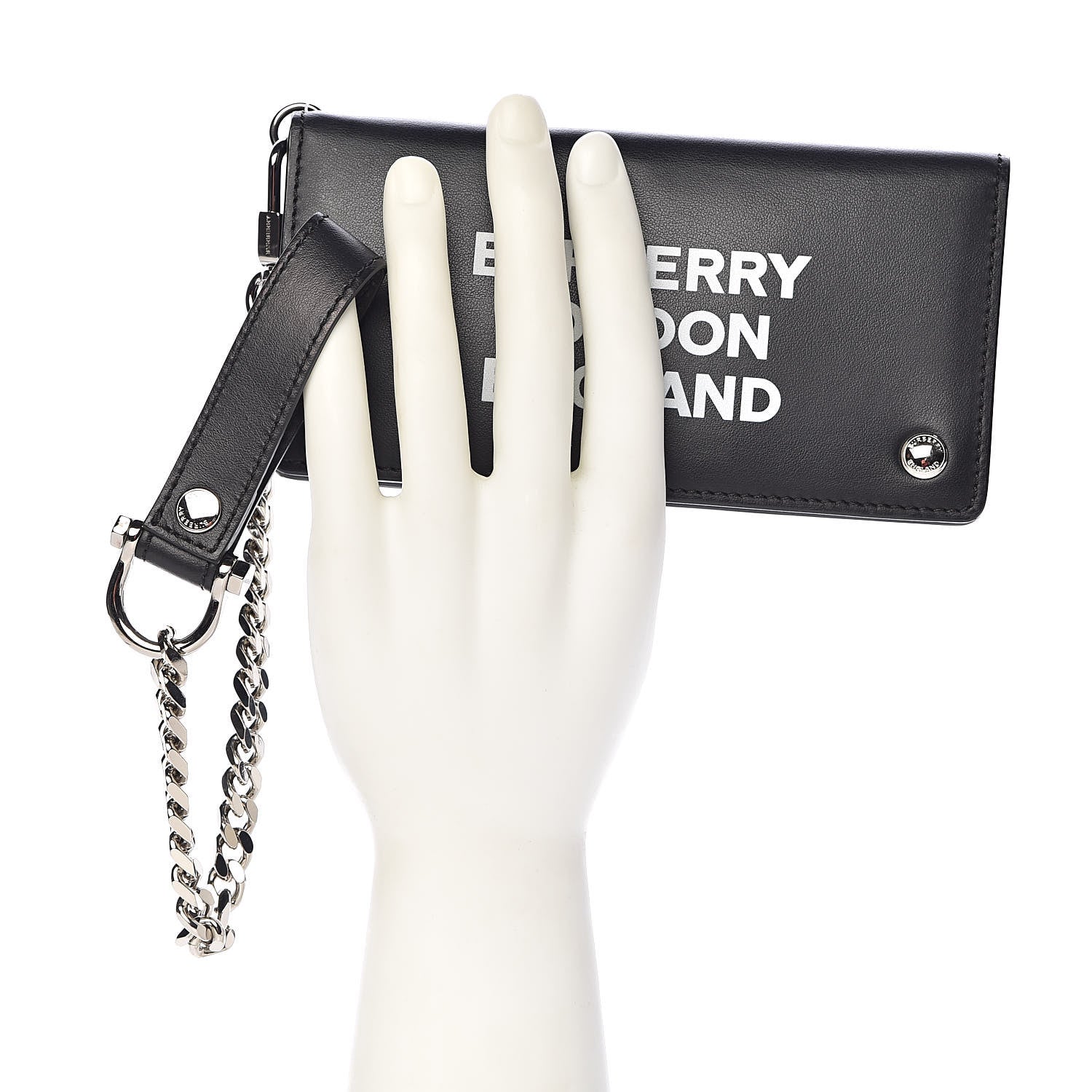 Burberry Calfskin Chain Logo Clutch Black 2 of 6