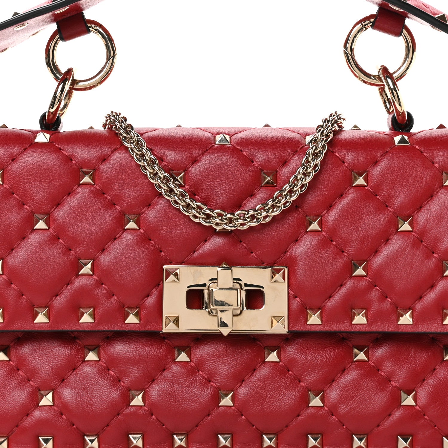 Valentino Garavani Lambskin Small Rockstud Spike Shoulder Bag Red 8 of 10