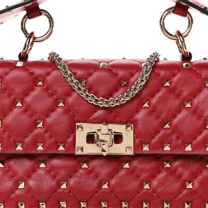 Valentino Garavani Lambskin Small Rockstud Spike Shoulder Bag Red 8 of 10