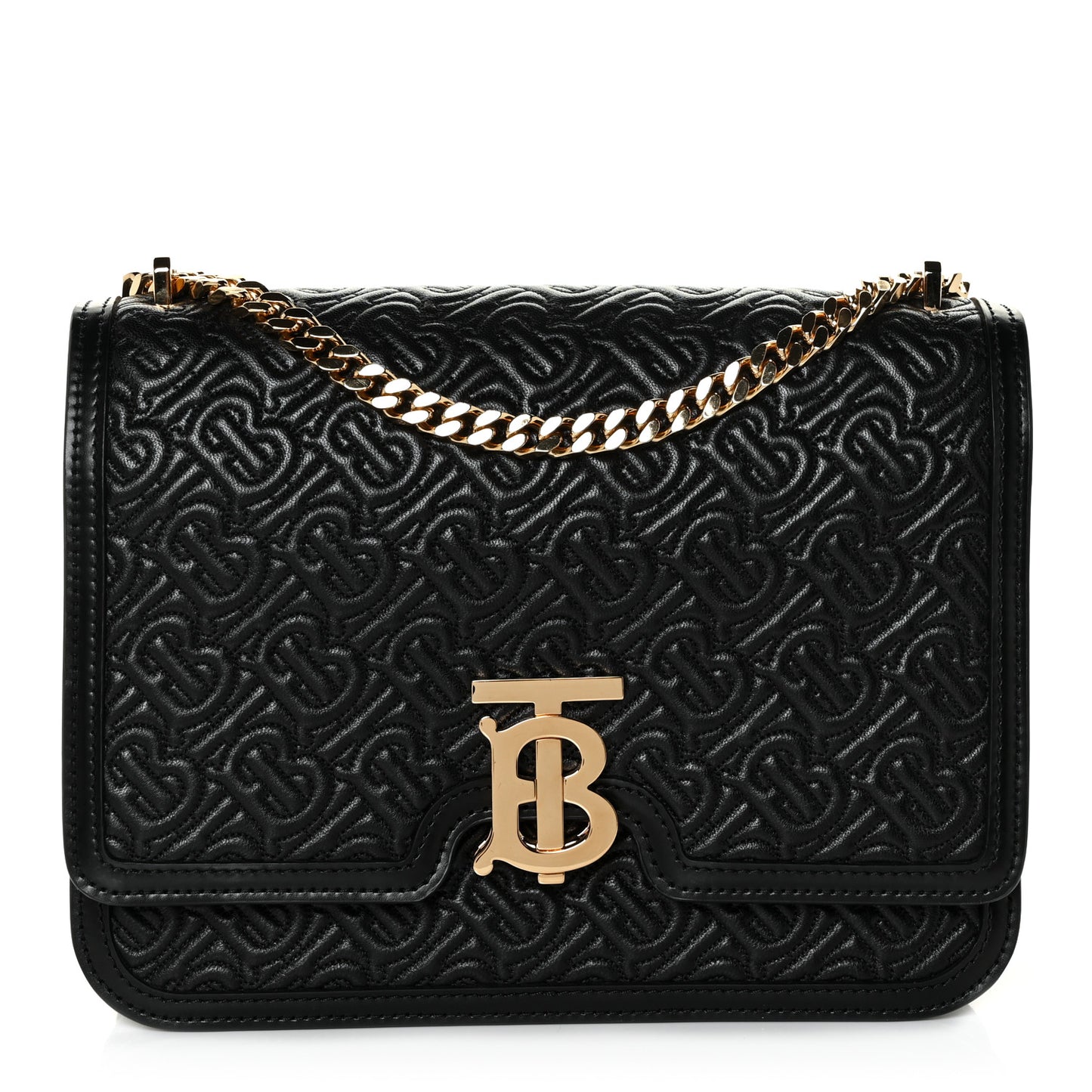 Calfskin Monogram Embossed Medium TB Chain Bag Black