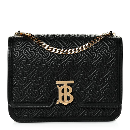Burberry Calfskin Monogram Embossed Medium TB Chain Bag Black 1 of 10
