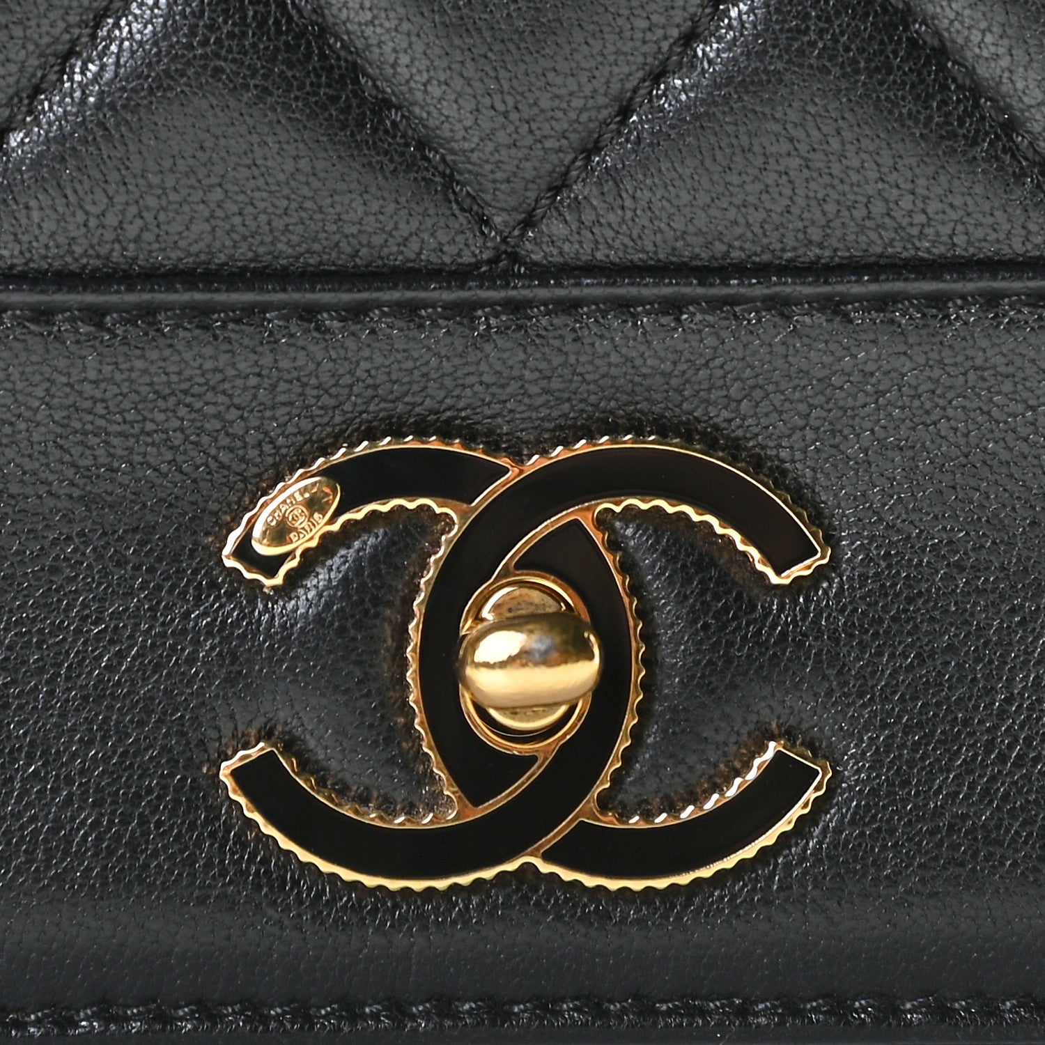 Chanel Sheepskin Quilted Medium Vintage Mademoiselle Flap Black 9 of 10