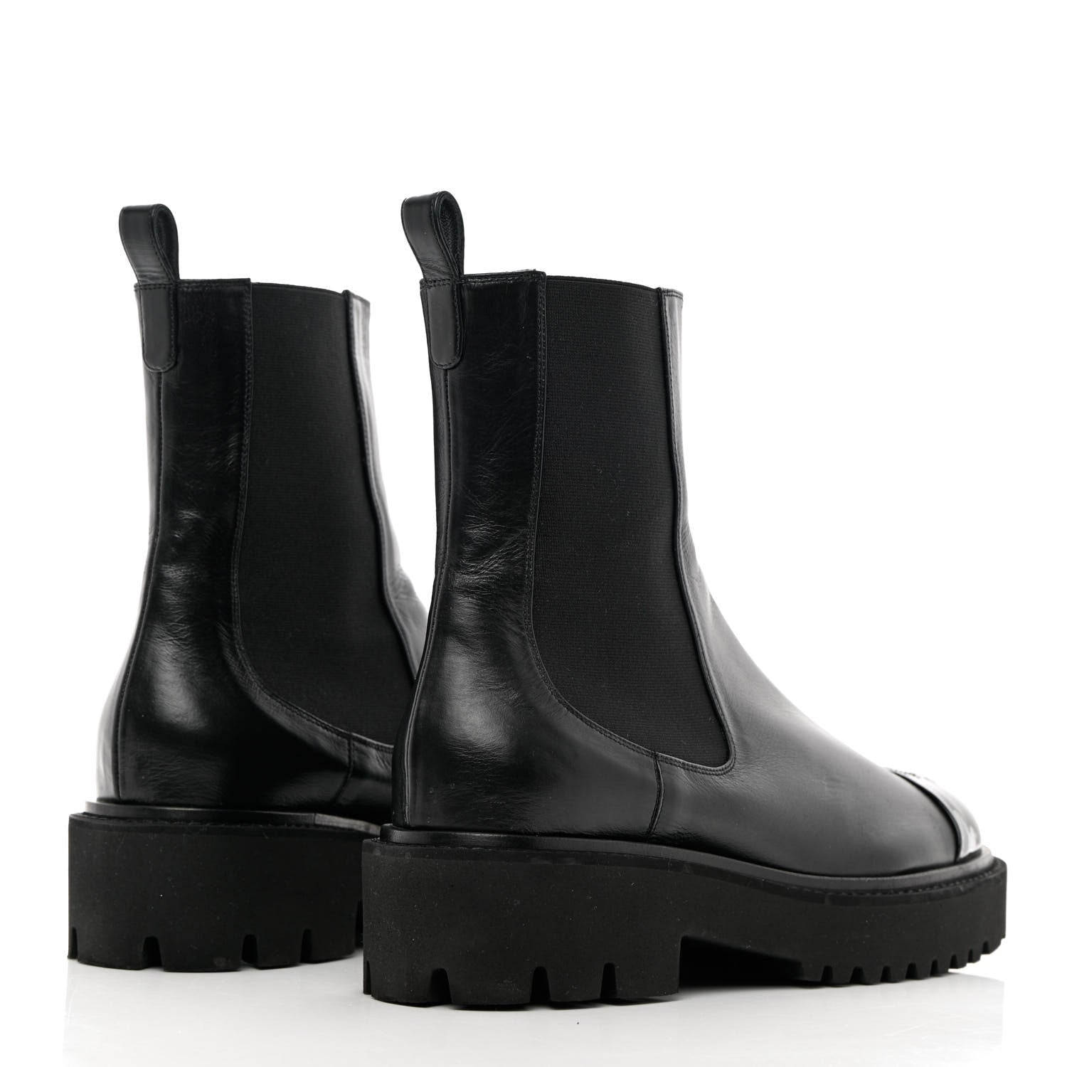 Chanel Crumpled Calfskin Patent Cap Toe Short Boots 41 Black 4 of 17