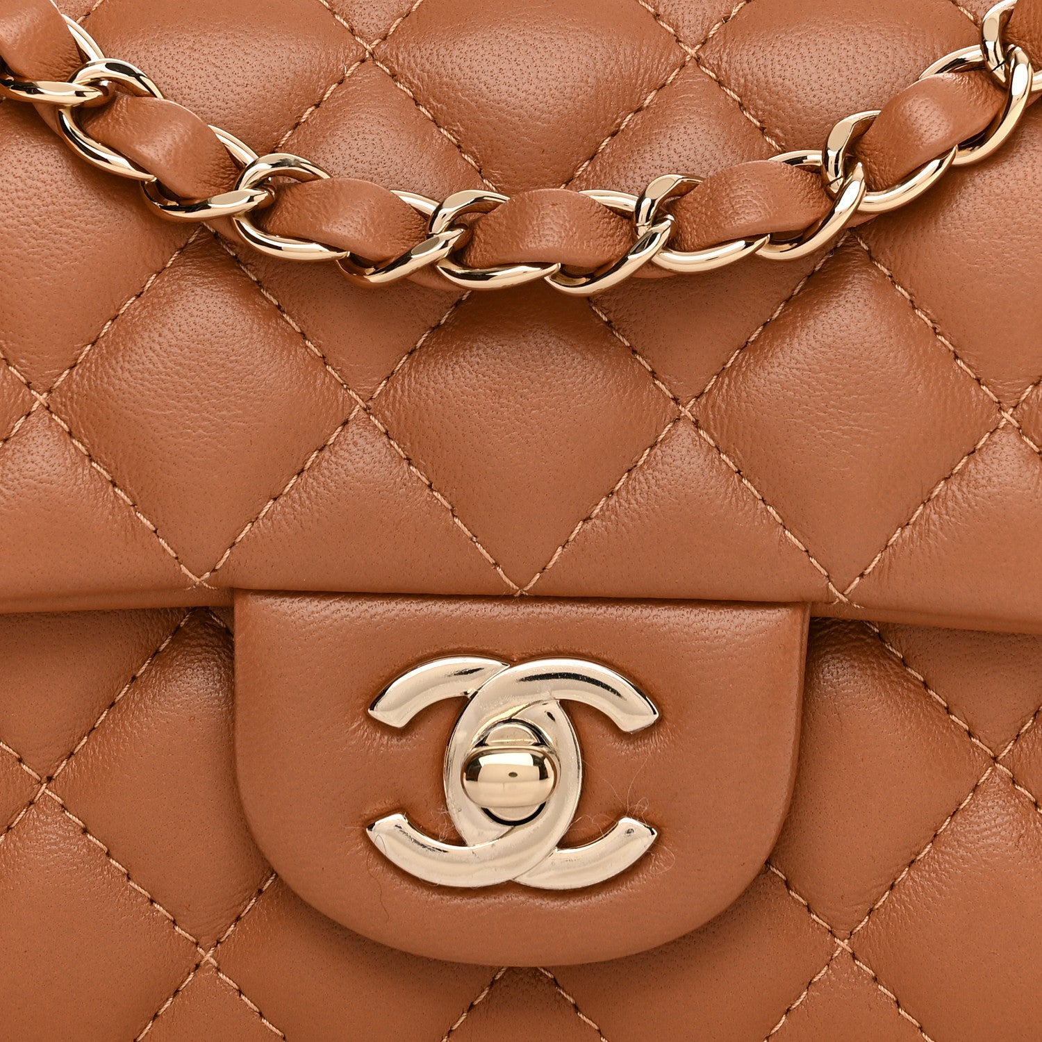 Chanel Lambskin Quilted Mini Rectangular Flap Brown 8 of 11