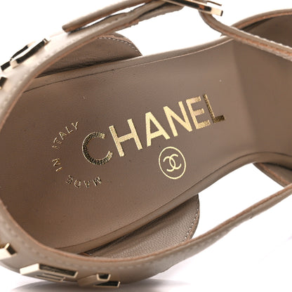 Chanel Lambskin Velvet Cap Toe Logo Pumps 35.5 Beige Black 7 of 9