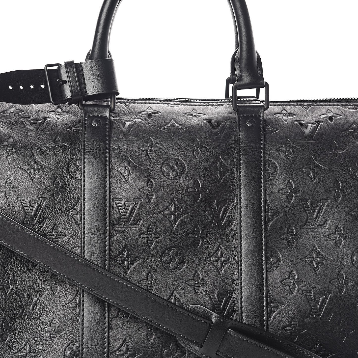 Calfskin Shadow Monogram Keepall Bandouliere 50 Black