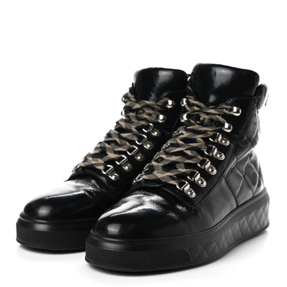 Chanel Patent Calfskin Quilted Womens High Top Sneakers 40.5 Black 3 of 11