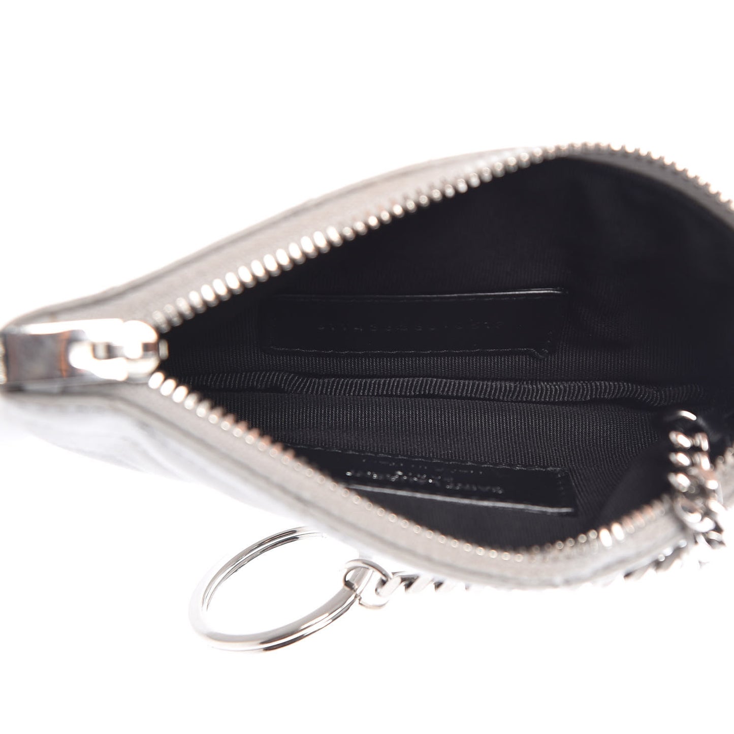 Calfskin Matelasse Monogram Key Pouch Light Grey