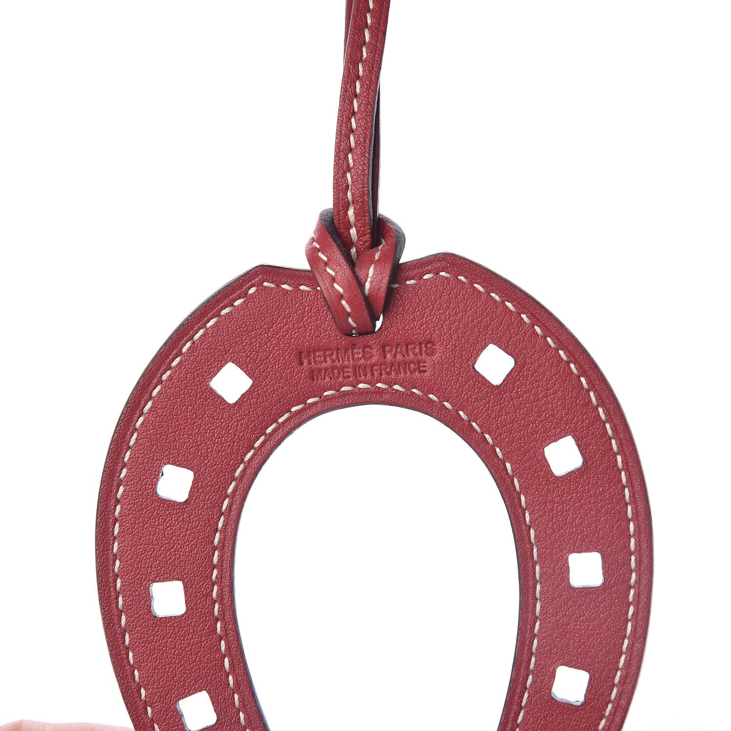 Hermes Swift Paddock Horseshoe Bag Charm Rouge Grenat 3 of 4