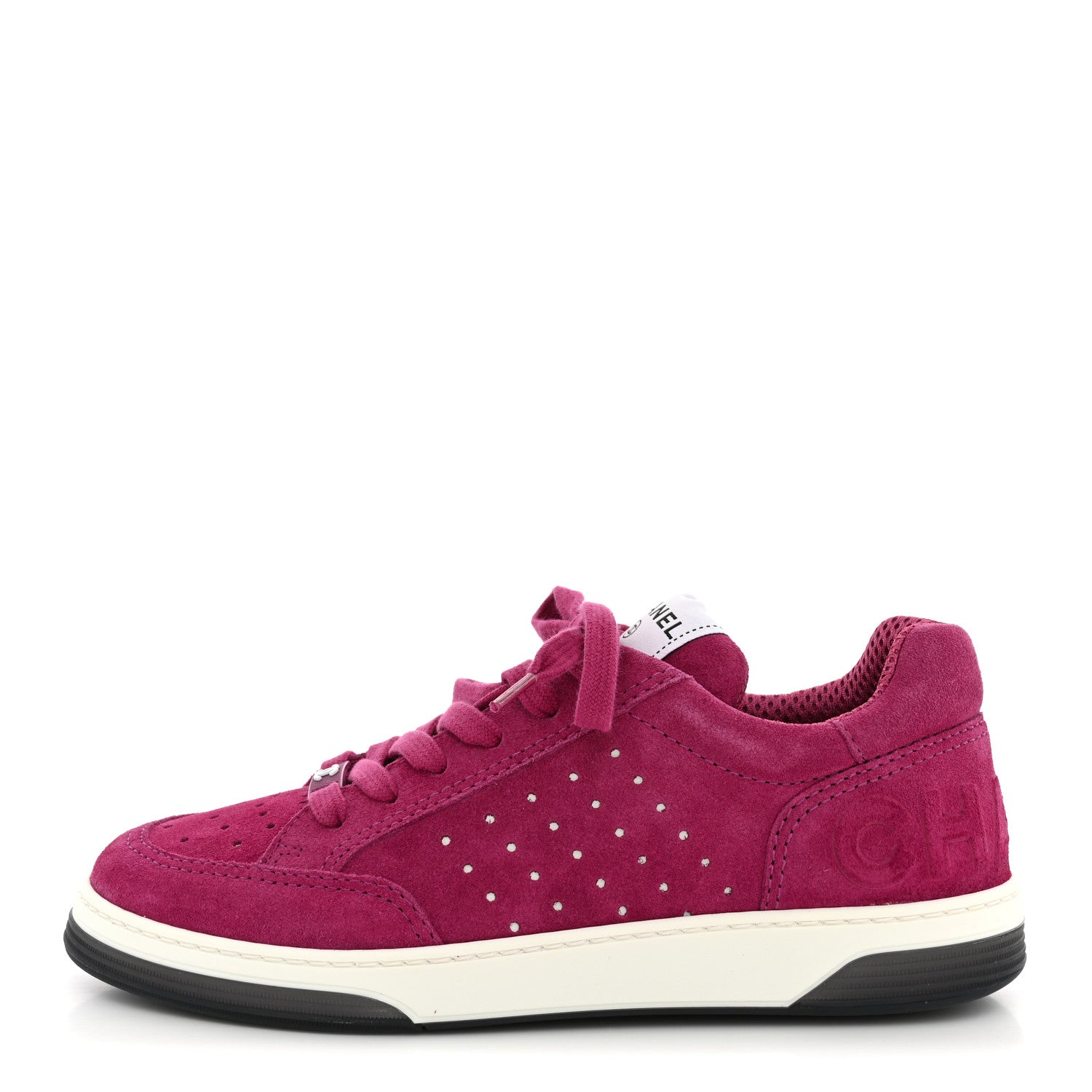 Chanel Suede Calfskin Logo Sneakers 37 Dark Pink 1 of 10