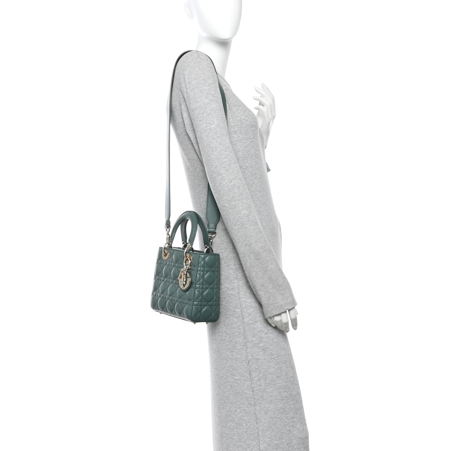 Christian Dior Lambskin Cannage Small My ABCDior Lady Dior Army Green 2 of 10